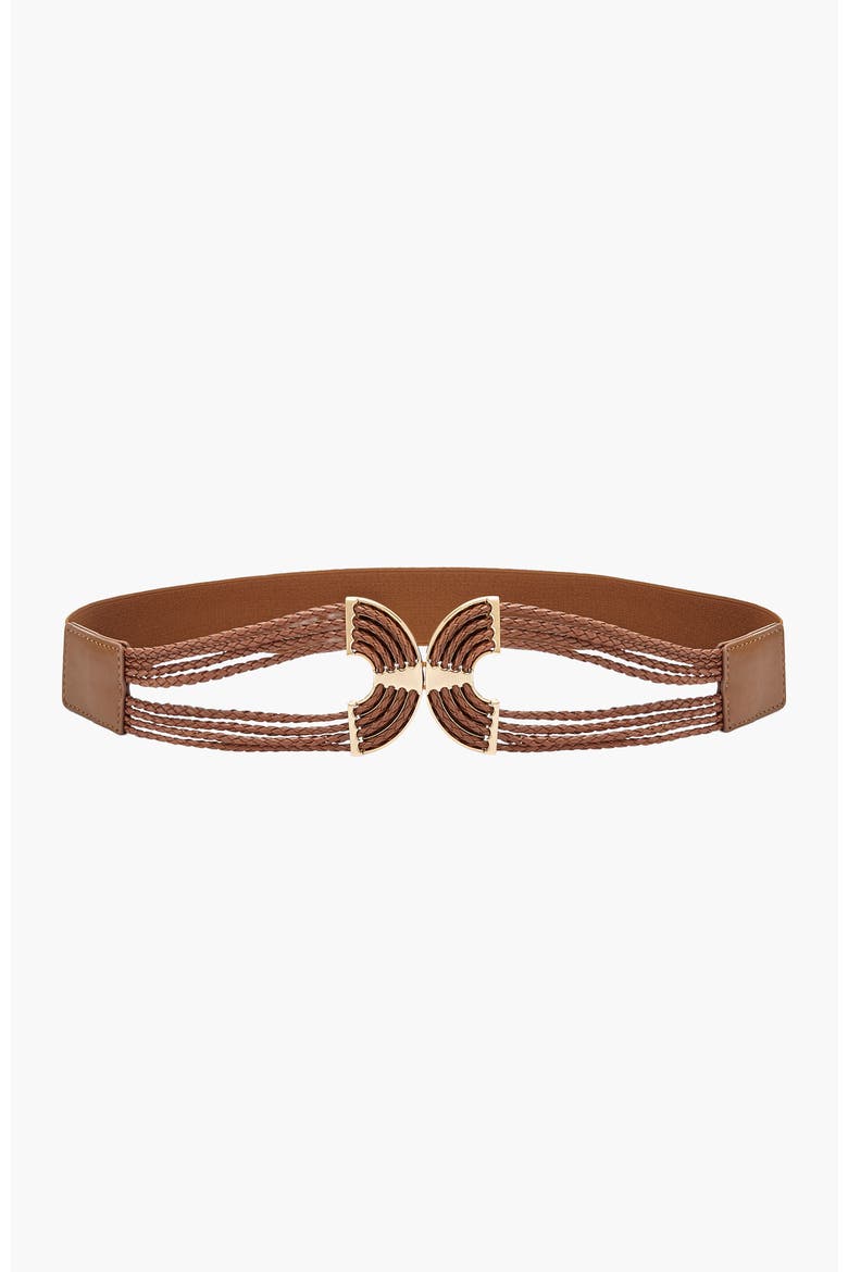 Symmetrical Buckle Waist Belt, Main, color, Brown