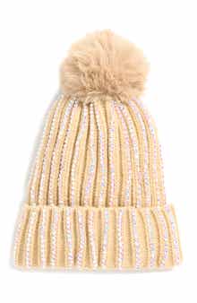 NATASHA Stone Embellished Pompom Beanie