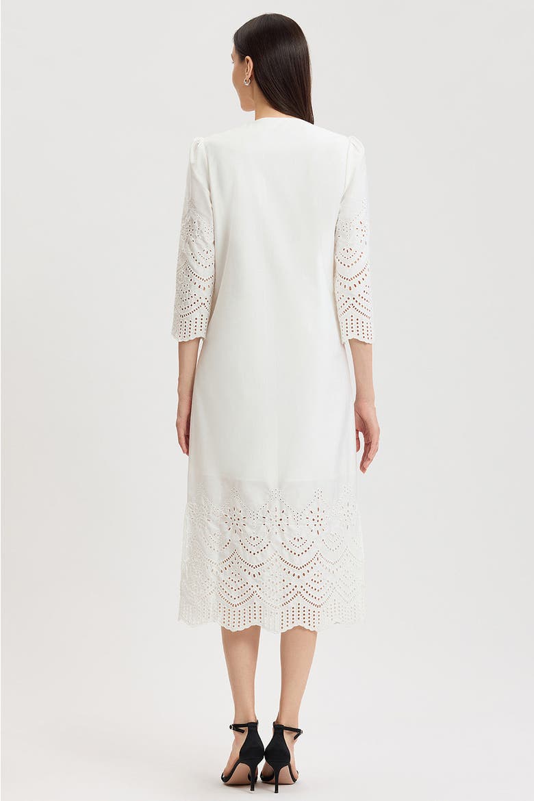 Eyelet Straight Cotton Maxi Dress, Alternate, color, White