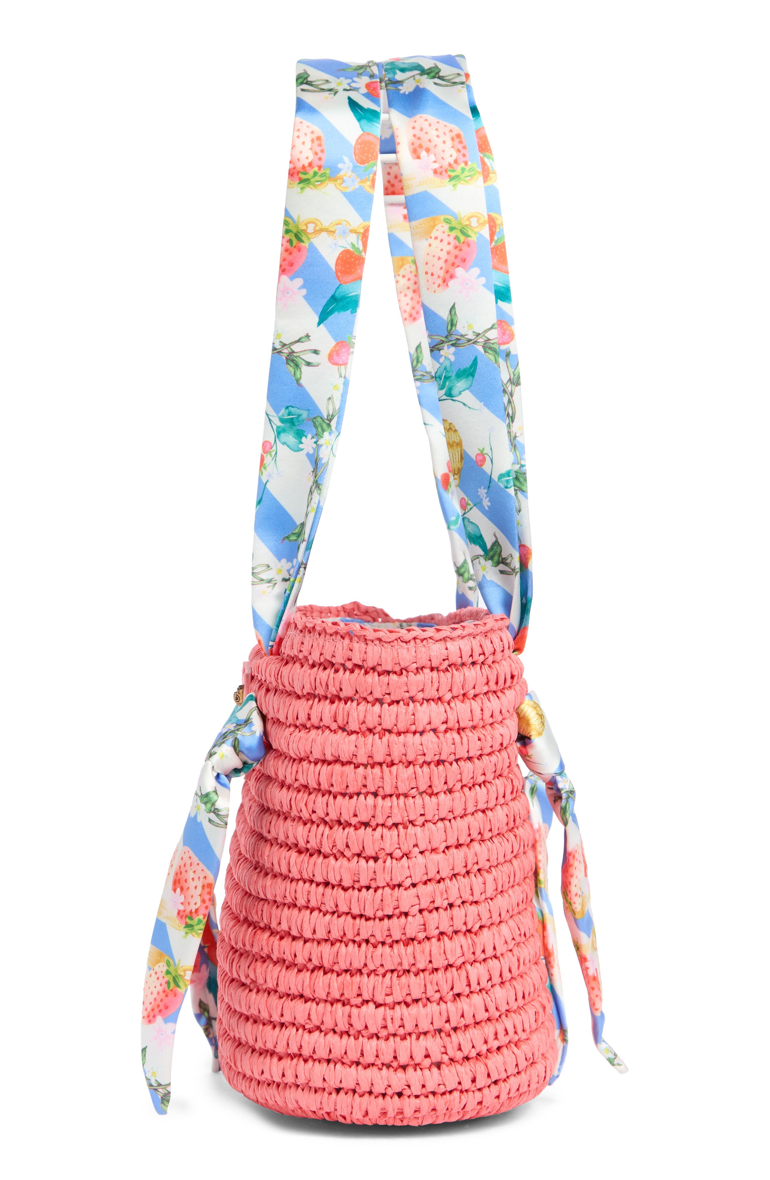 Kurt Geiger London Small Scarf Raffia Tote, Alternate, color, Open Pink
