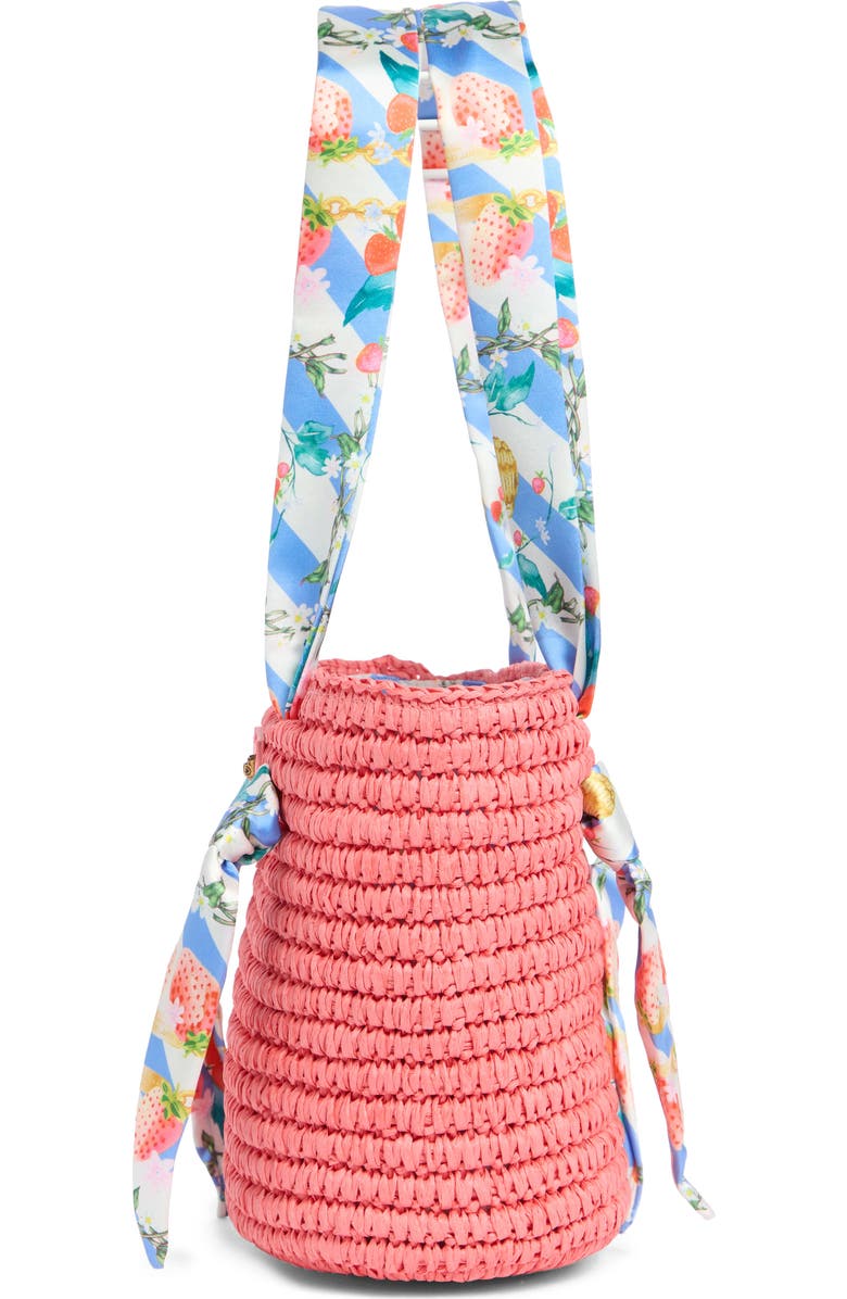 Kurt Geiger London Small Scarf Raffia Tote, Alternate, color, Open Pink