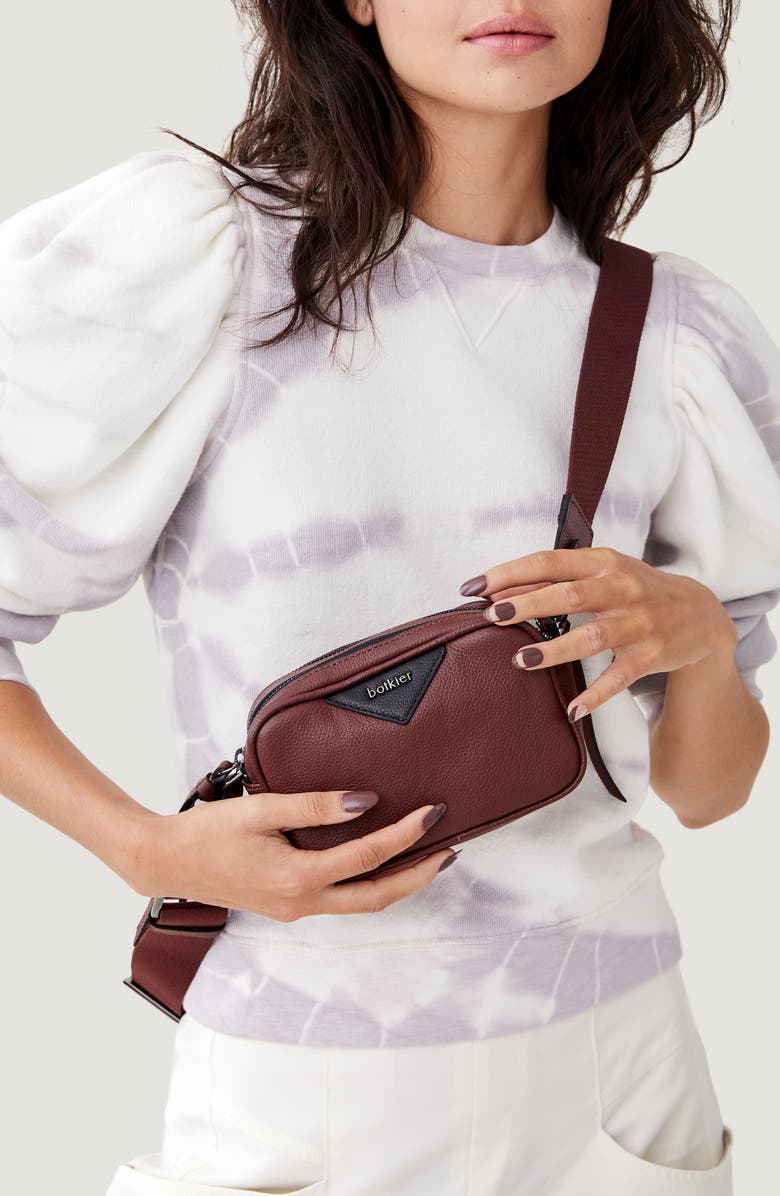 Botkier Allen Leather Crossbody Camera Bag, Alternate, color, Malbec