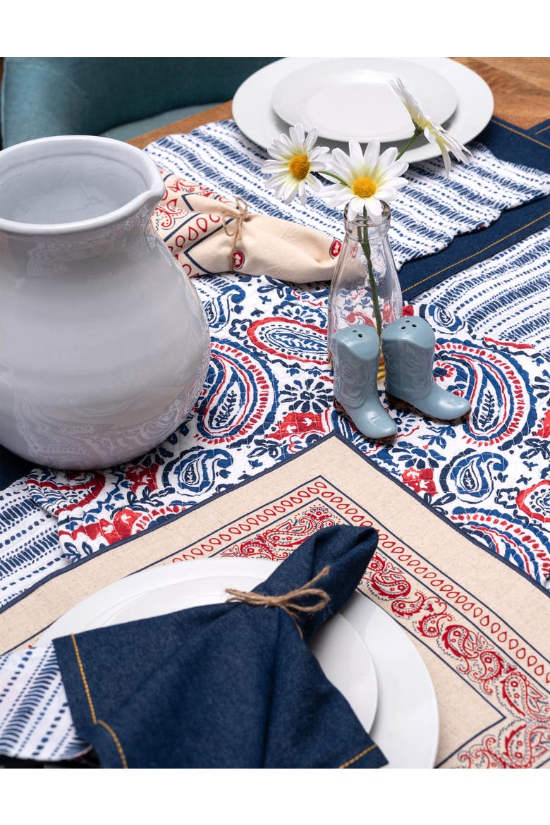 Americana Paisley 100% Cotton Table Runner 14" x 51", Alternate, color, Blue