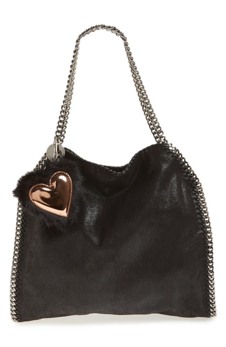 Stella McCartney Faux Fur Heart Bag Charm, Alternate, color, 