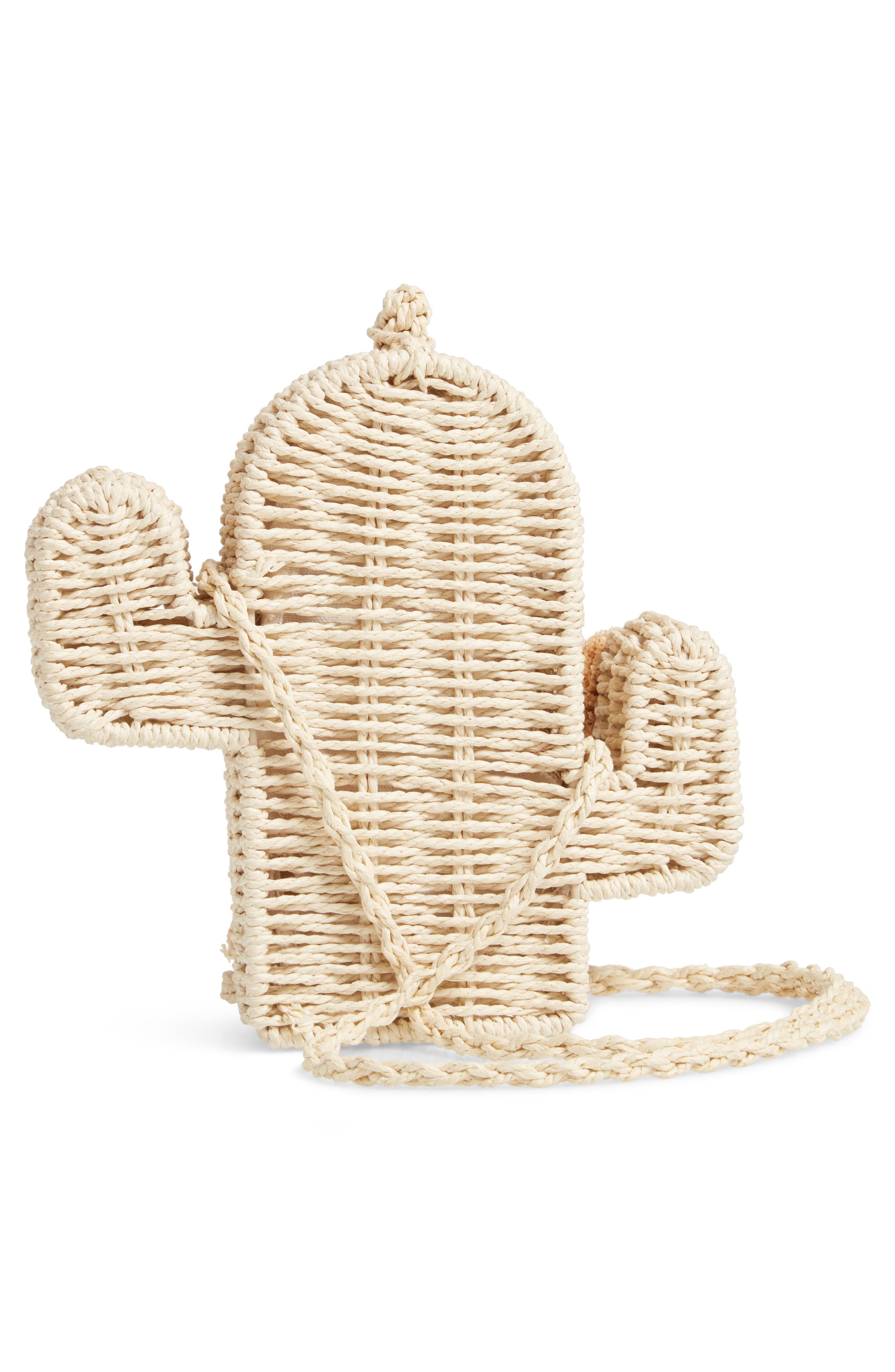 Knotty Cactus Straw Crossbody Bag, Alternate, color, 