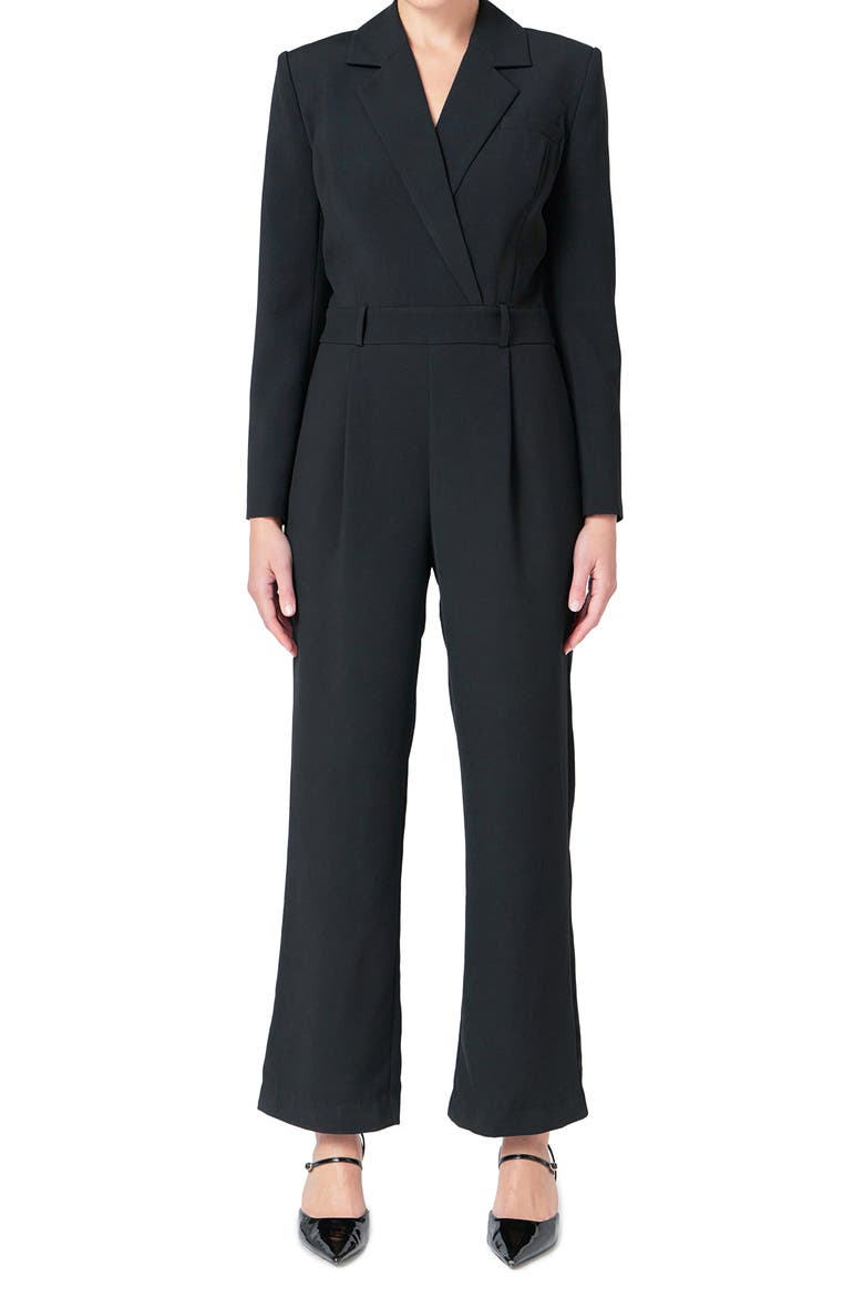 Long Sleeve Wide Leg Jumpsuit, Main, color, BLACK