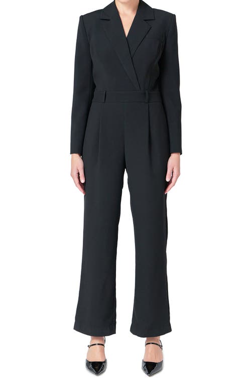 Endless Rose Long Sleeve Wide Leg Jumpsuit In Black