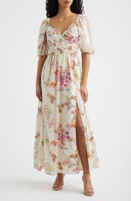 Lulus Madison Ruffle Puff Sleeve Maxi Dress