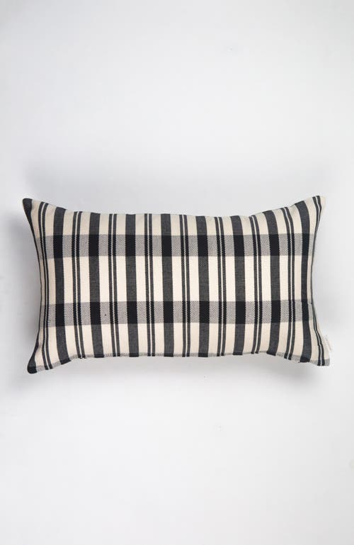 ARCHIVE NEW YORK ARCHIVE NEW YORK CECILIA BLACK AND IVORY PLAID RECTANGLE HANDWOVEN COTTON THROW PILLOW 