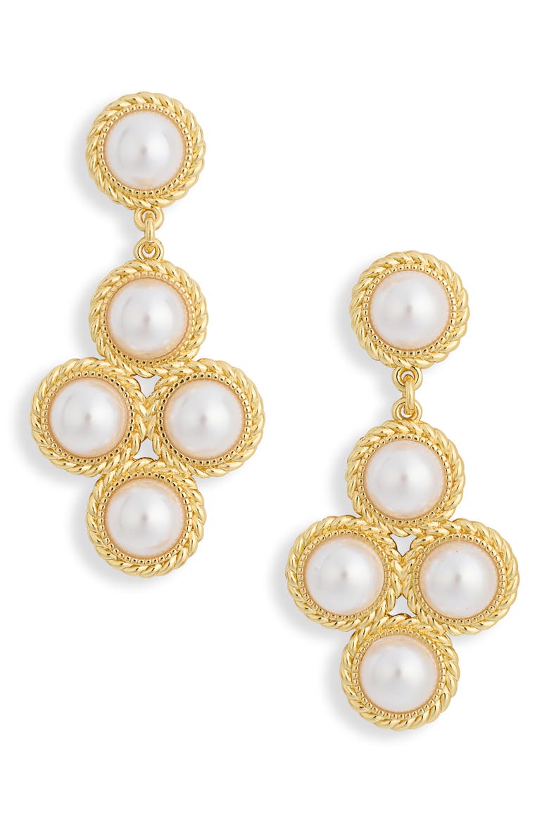 Windsor Faux Pearl Drop Earrings, Main, color, GOLD