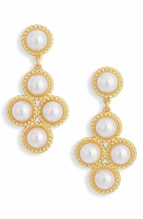 FRASIER STERLING Windsor Faux Pearl Drop Earrings