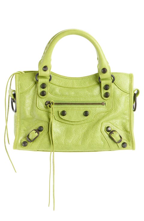 Mini Le City Crinkle Leather Top Handle Bag