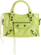 Balenciaga Mini Le City Crinkle Leather Top Handle Bag
