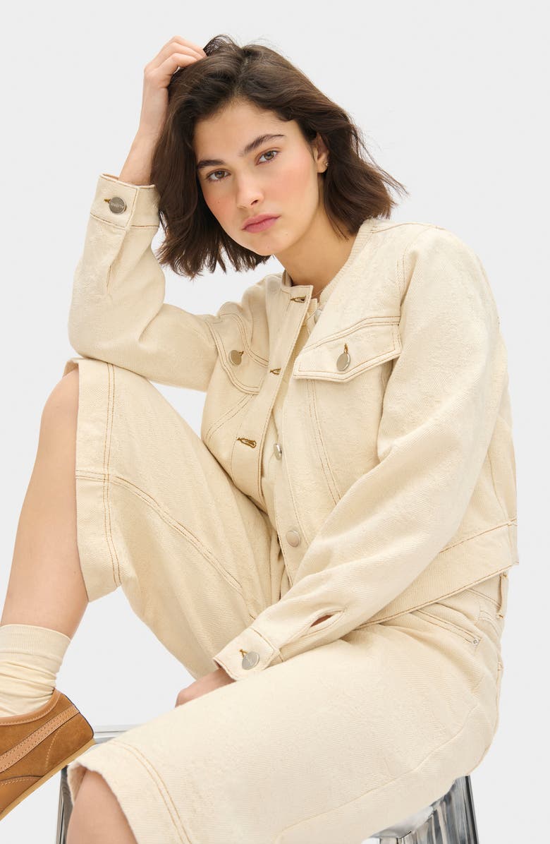 ALIGNE Diana Organic Cotton Denim Jacket, Alternate, color, Ecru