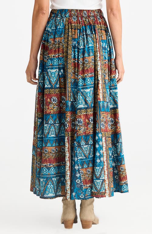 Shop Talisman The Label Twighlight Patchwork Print Cotton Maxi Skirt
