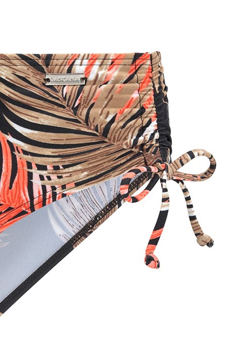 LASCANA Palm Print Mid Rise Bikini Bottom, Alternate, color, Black Printed