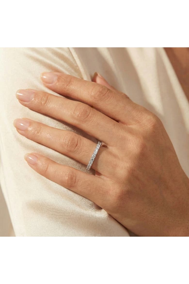 1 Ct T.W. Lab Grown Diamond Eternity Ring 14k Gold Stackable Wedding Band, Alternate, color, 14k White Gold
