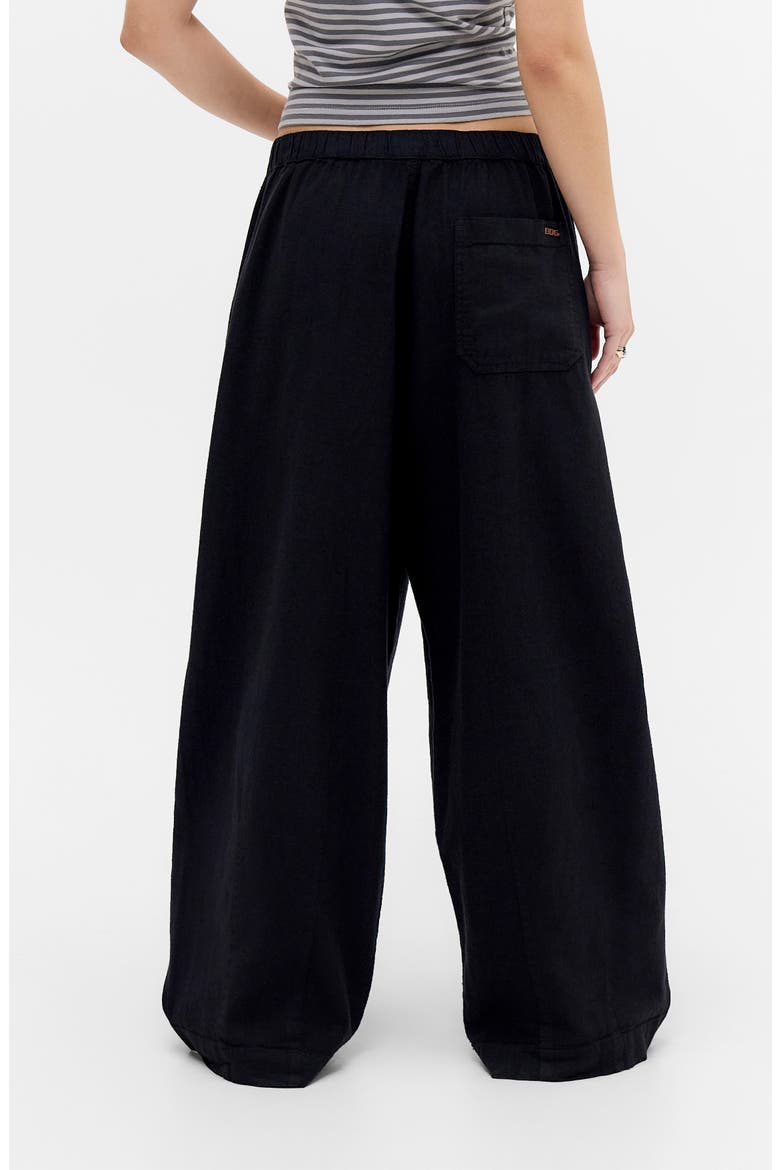 Bobbi Pleated Linen Cocoon Pants, Alternate, color, BLACK