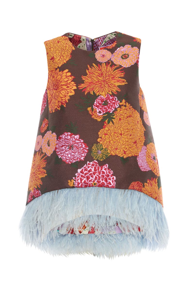 La DoubleJ La Scala Top With Feathers Jacquard Gyn Chocolate, Alternate, color, Jacquard Gyn Chocolate