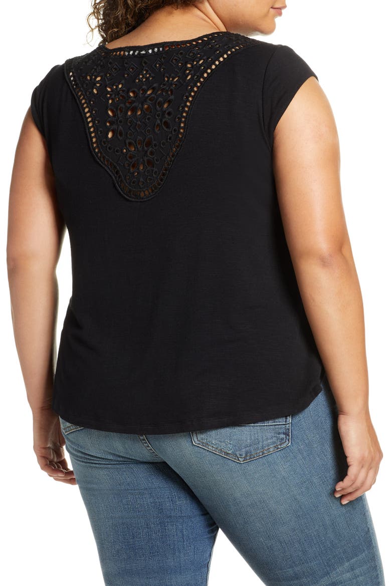 Daniel Rainn Lace Knit Top, Alternate, color, BLACK