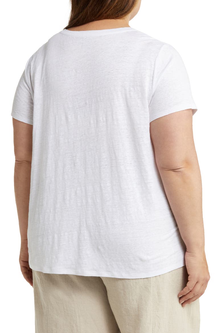 Crewneck Organic Linen T-Shirt, Alternate, color, WHITE