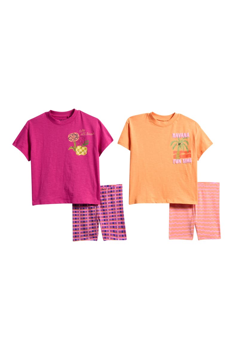 2-Pack Graphic T-Shirts & Bike Shorts, Main, color, MULTI