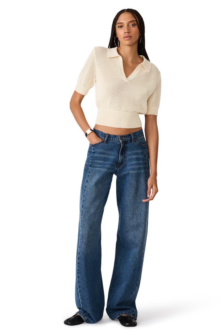 Lark Open Stitch Sweater, Alternate, color, CREAM