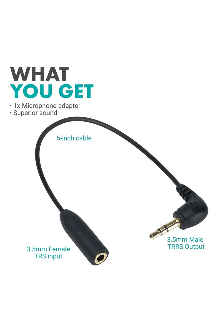 MC4 TRRS to TRS Adapter - 3.5mm Microphone Adapter Cable, Alternate, color, Black