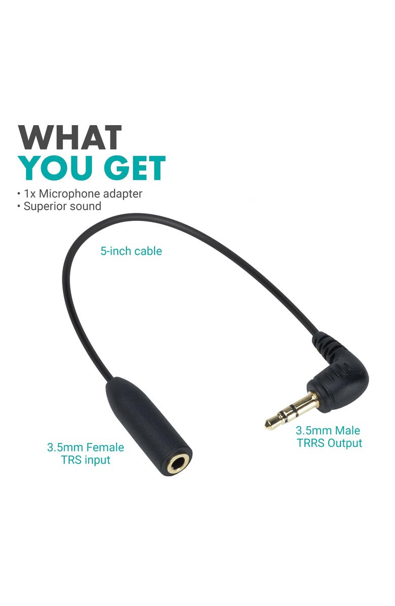 MOVO MC4 TRRS to TRS Adapter - 3.5mm Microphone Adapter Cable, Alternate, color, Black