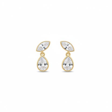 Lab Grown Diamond Marquise X Pear Drop Stud Earring 14K