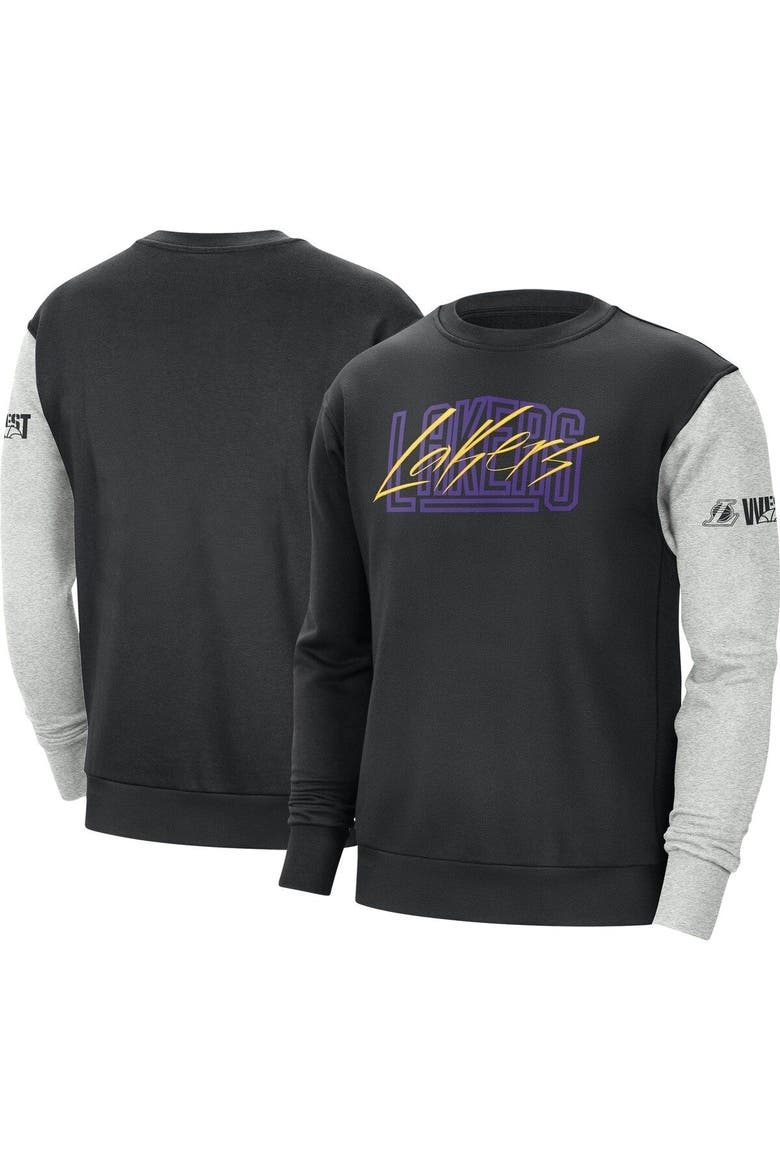 Men's Nike Black/Heather Gray Los Angeles Lakers Courtside Versus Force & Flight Pullover Sweatshirt, Main, color, Black