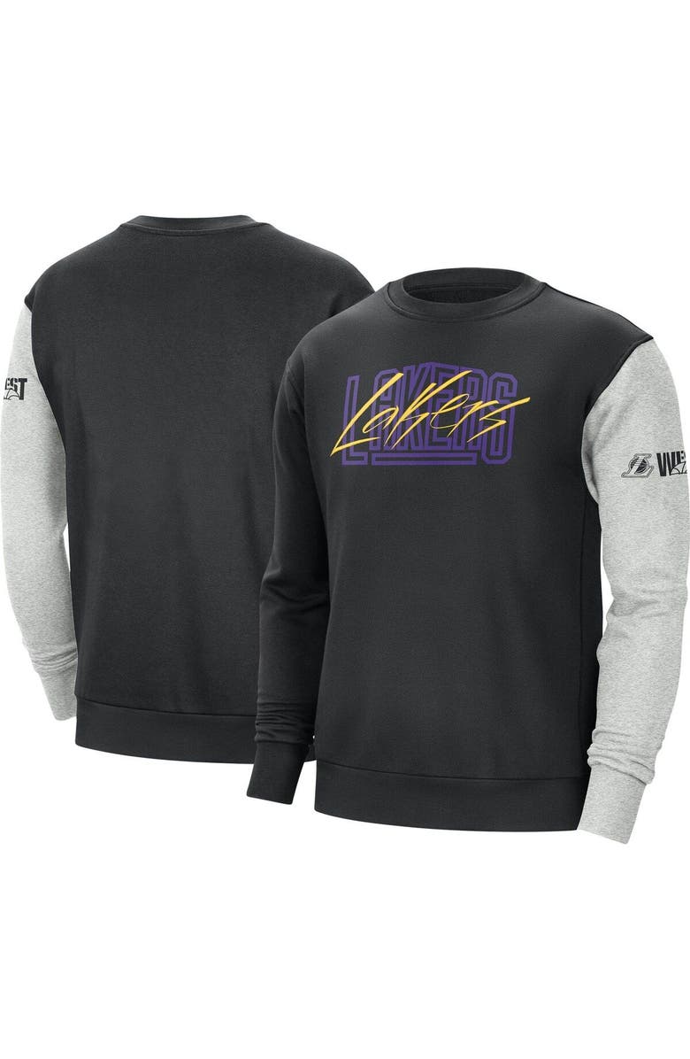 Nike Men's Nike Black/Heather Gray Los Angeles Lakers Courtside Versus Force & Flight Pullover Sweatshirt, Main, color, Black
