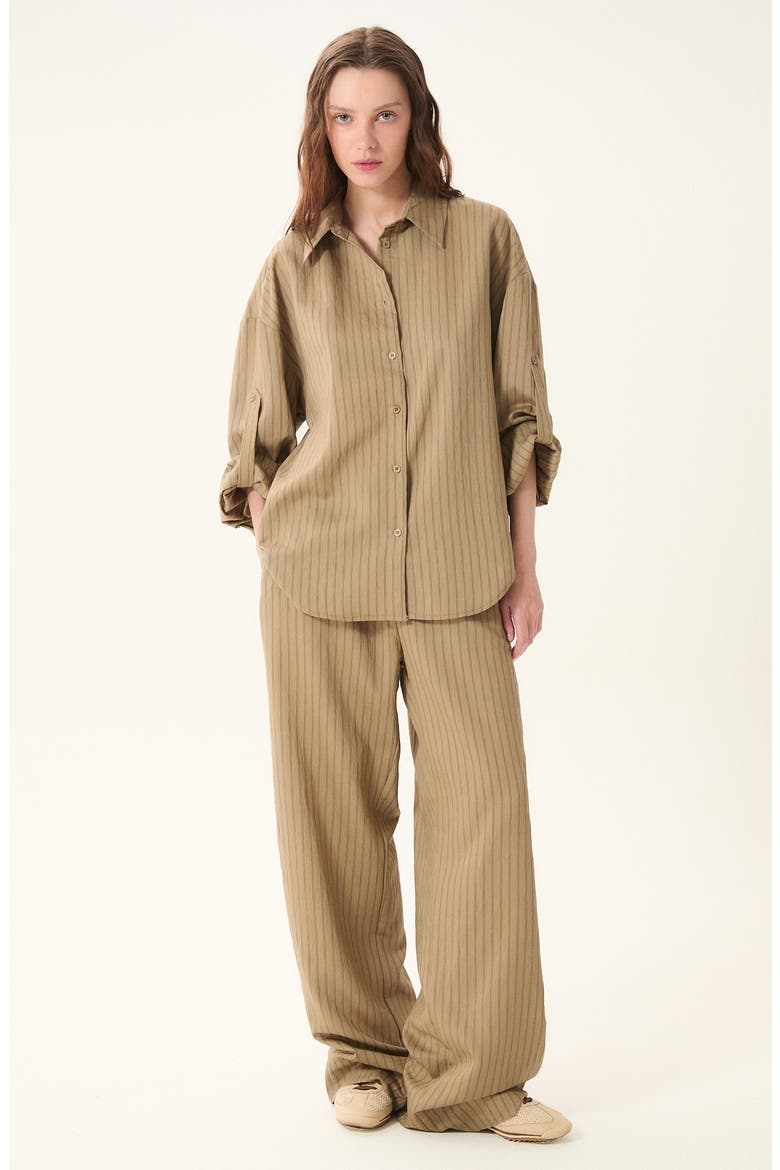 Santorini Stripe Shirt, Alternate, color, VISON
