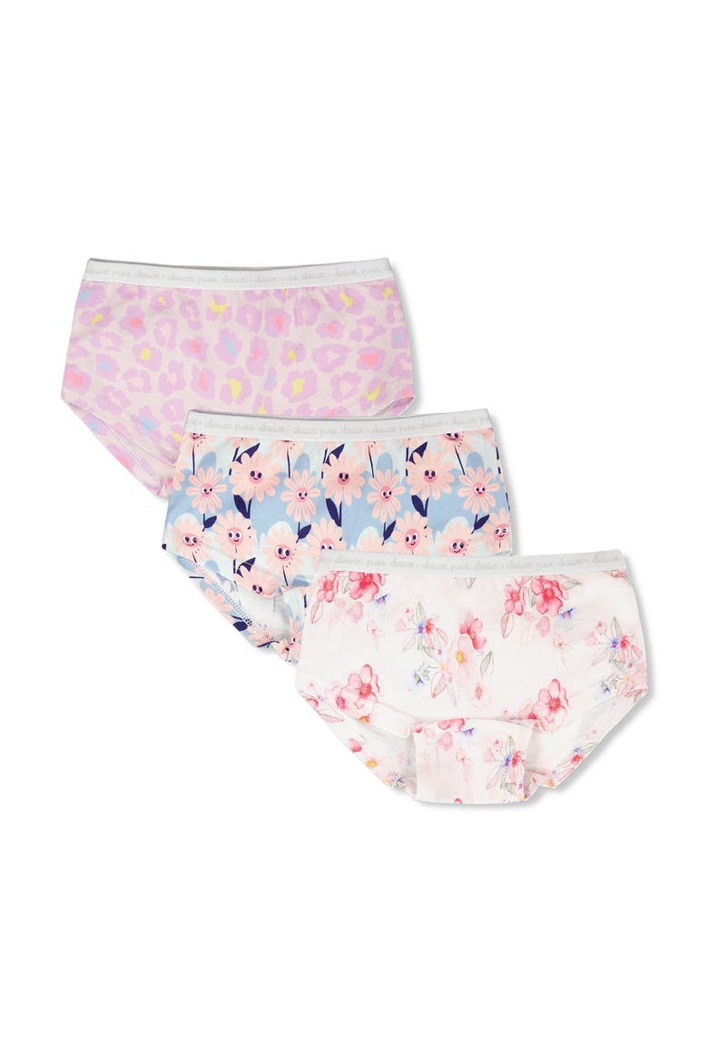Boyshort Panties (Pack Of 3) in Organic Cotton, Main, color, Pink Printed Flowers