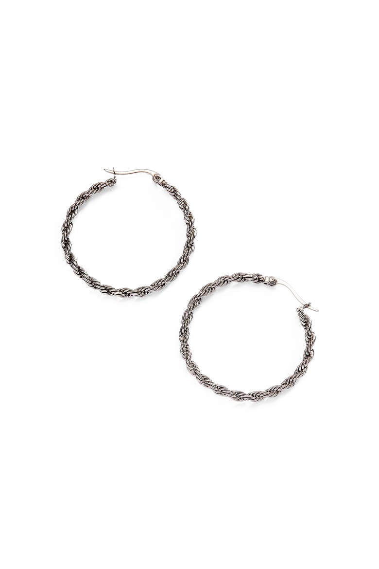 Frozen French Rope Chain Hoop Earrings, Main, color, Silver