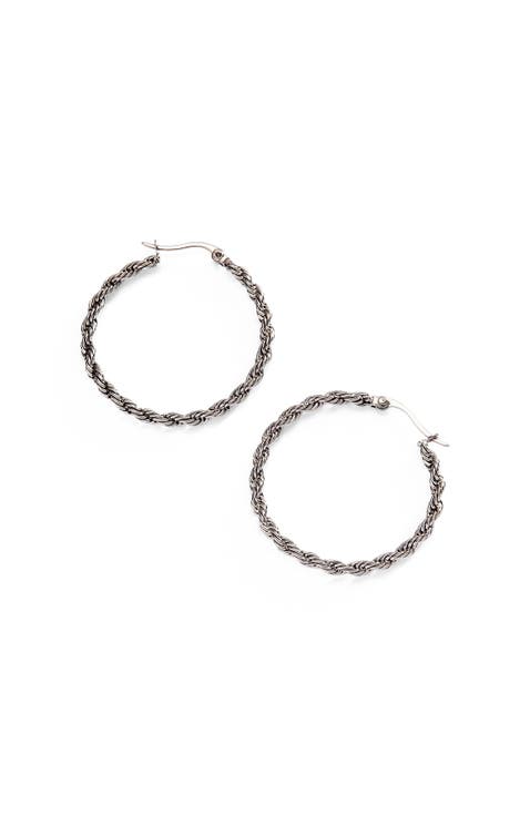 Frozen French Rope Chain Hoop Earrings