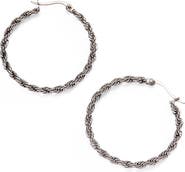 Alex and Ani Frozen French Rope Chain Hoop Earrings
