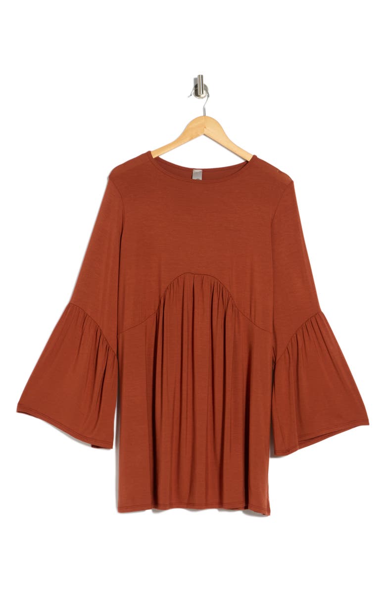 GO COUTURE Bell Sleeve Swing Dress, Alternate, color, Hazelnut