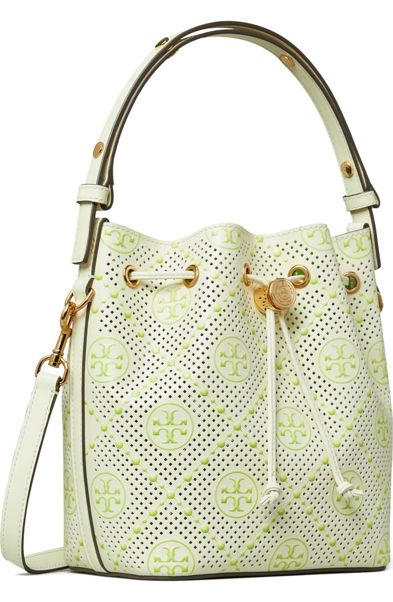 Tory Burch T Monogram Perforated Leather Bucket Bag, Alternate, color,