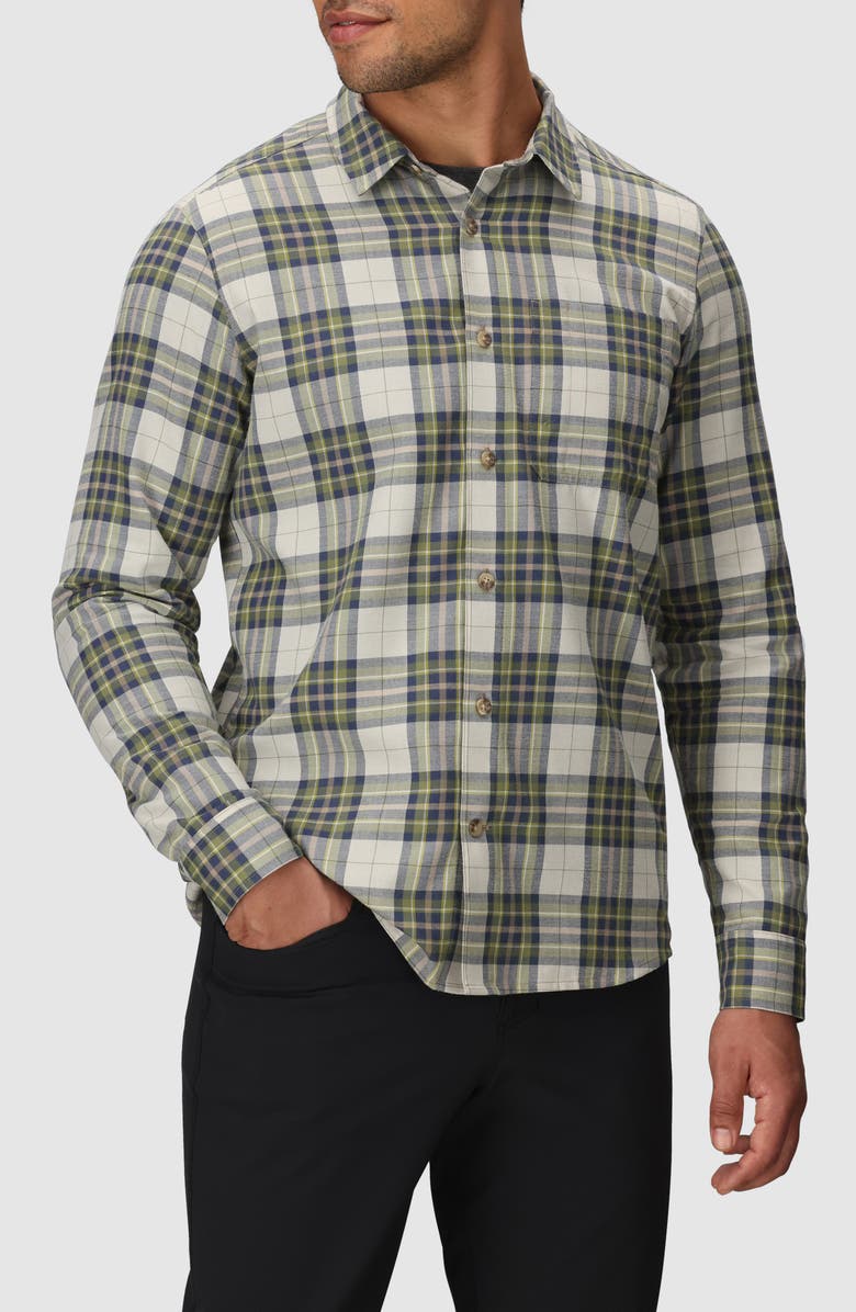 Outdoor Research Ravenna Performance Flannel Button-Up Shirt, Main, color, Rainforest Plaid