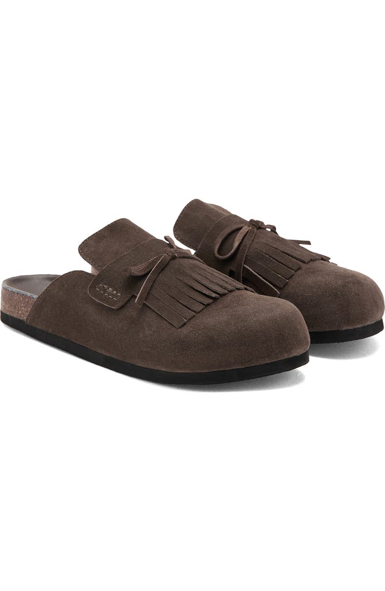 MANGO Kiltie Fringe Clog, Main, color, Brown