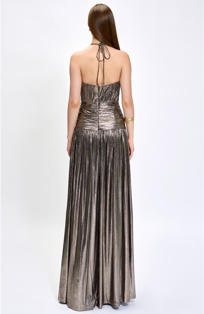 Bariano Aisha Ruched High Neck Gown, Alternate, color, 