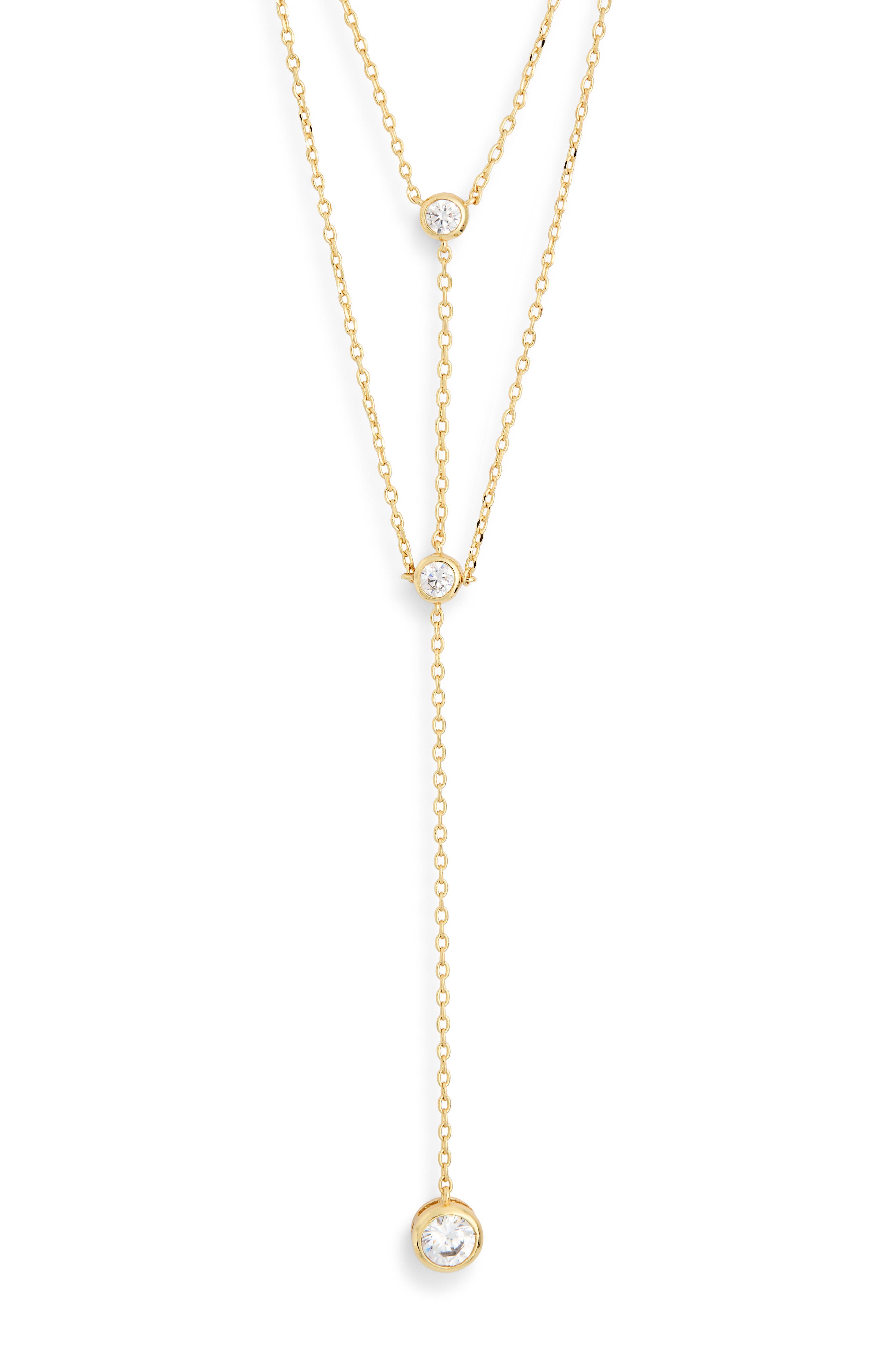NORDSTROM RACK Cubic Zirconia Layered Y-Necklace