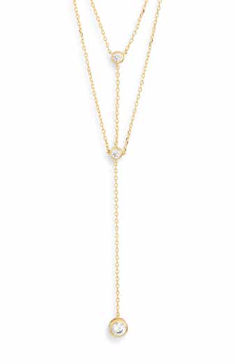 NORDSTROM RACK Cubic Zirconia Layered Y-Necklace