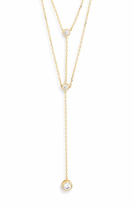 NORDSTROM RACK Cubic Zirconia Layered Y-Necklace