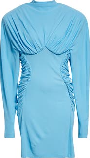 Stella McCartney Pleated Long Sleeve Crepe Jersey Minidress