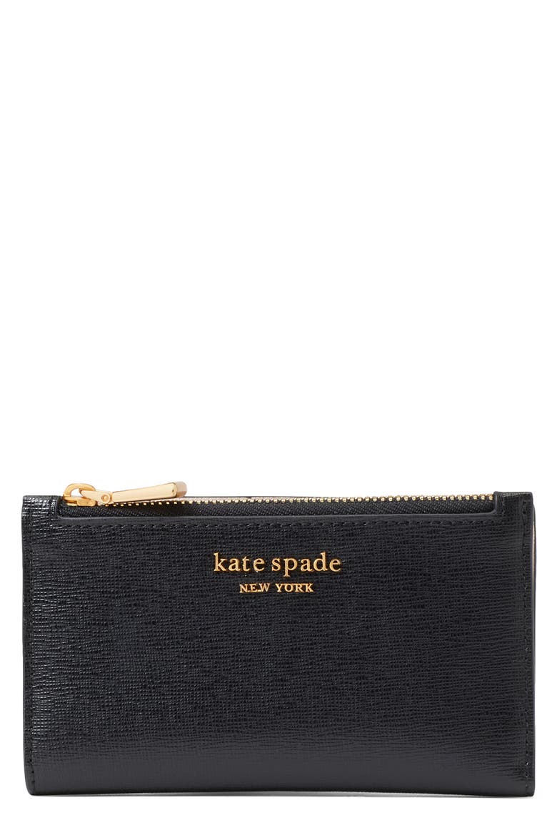 morgan small slim bifold wallet, Main, color, BLACK