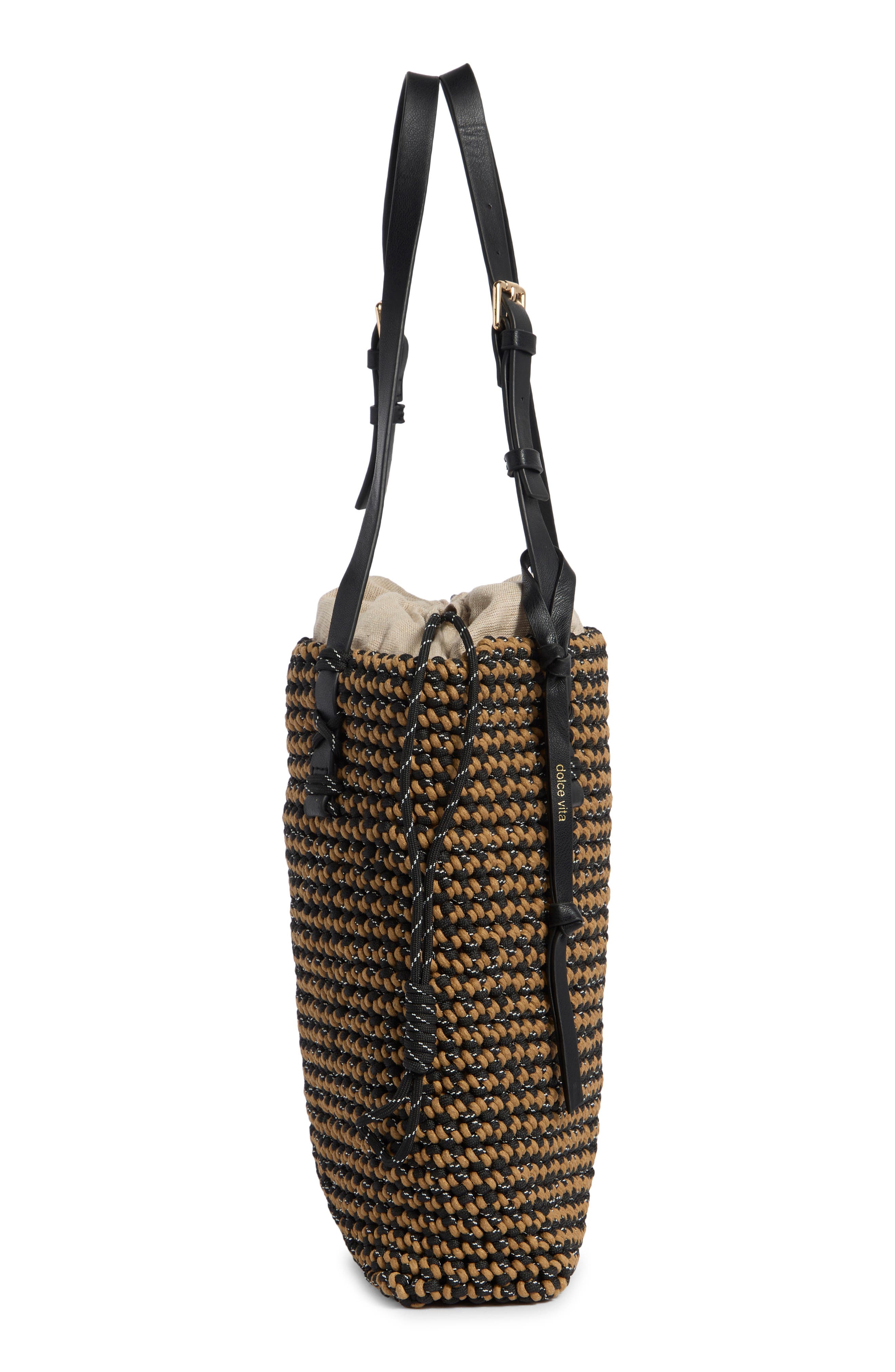Dolce Vita Woven Cord Tote Bag, Alternate, color, Black