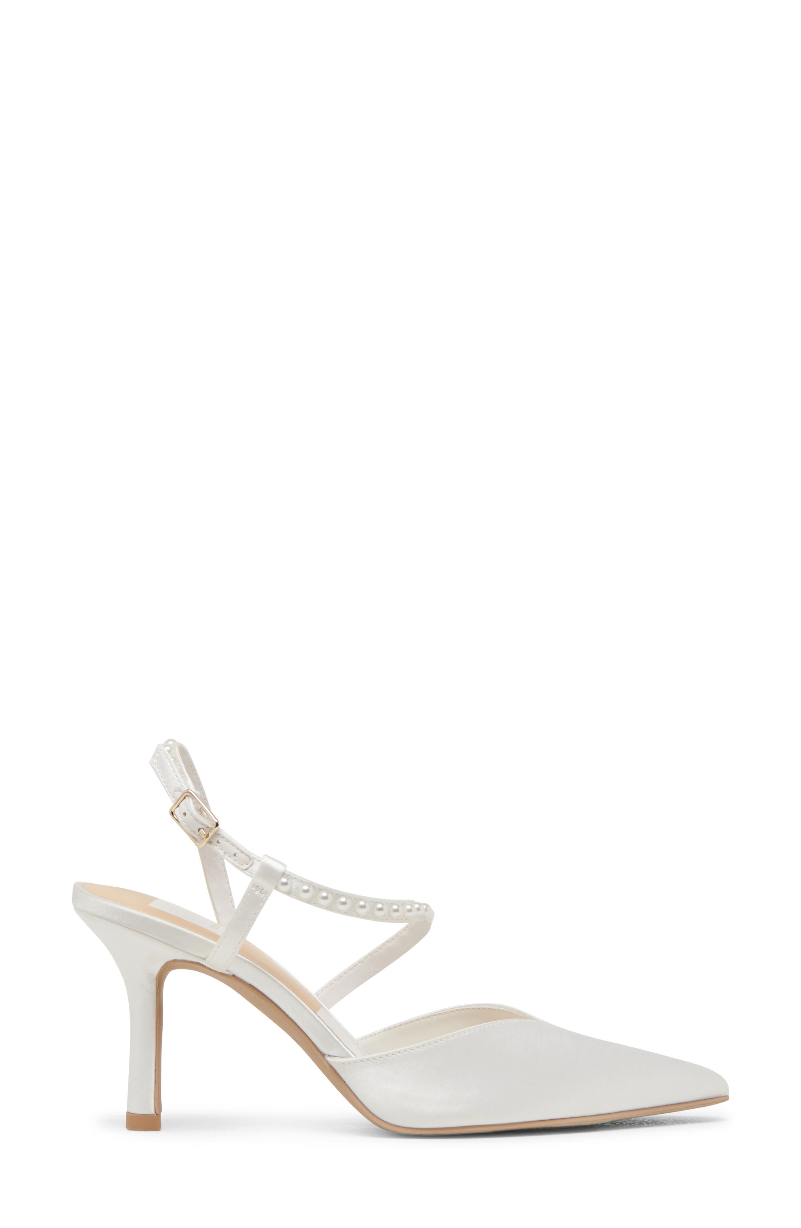 Dolce Vita Kamra Faux Pearl Pointed Toe Pump, Alternate, color, True White Satin
