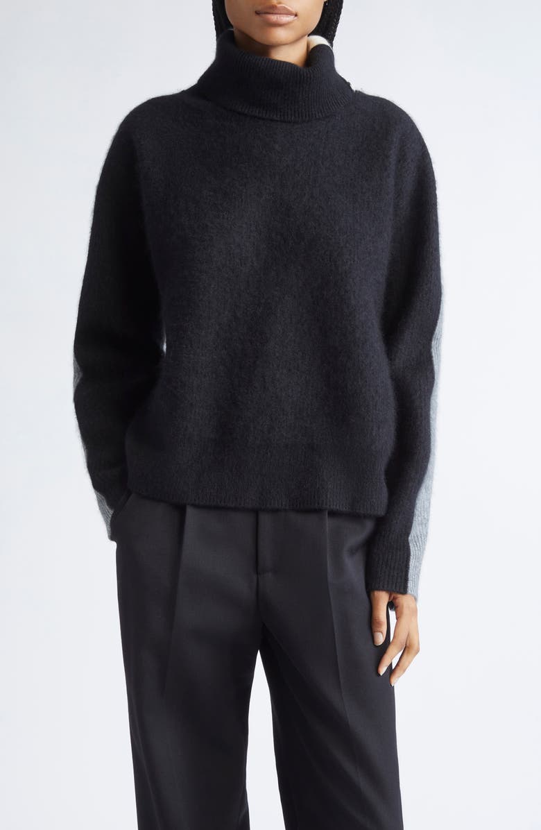 ZANKOV Junko Colorblock Merino Wool & Cashmere Sweater, Main, color, Black